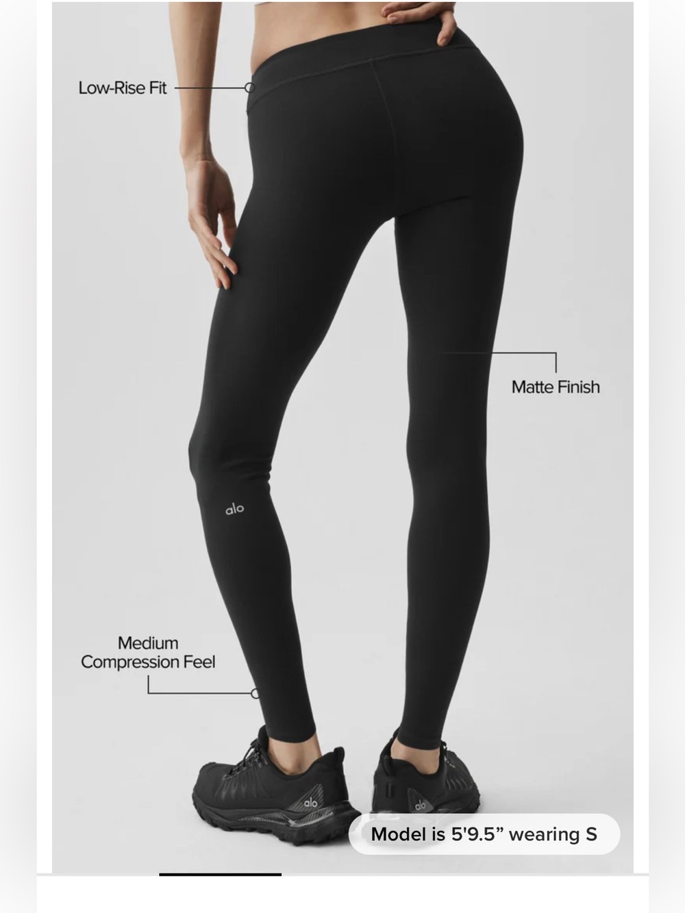 Alo, Airbrush Low-Rise 7/8 Legging, black, size S
